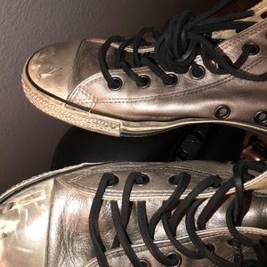 Converse All Star leather silver high tops by John Varvatos